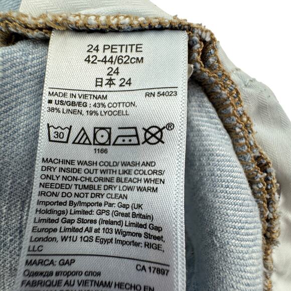 Gap Light Wash Soft Flexible Denim Wide Leg Button Fly Jeans Women's Size 24 P - Picture 6 of 8